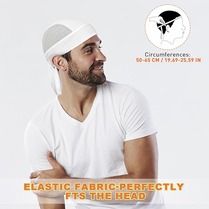 Bandanas Skull Caps for Men, Women Skull Cap Helmet Liner Cycling Hat Durags Motorcycle Bandana Sweat Wicking Do Rag