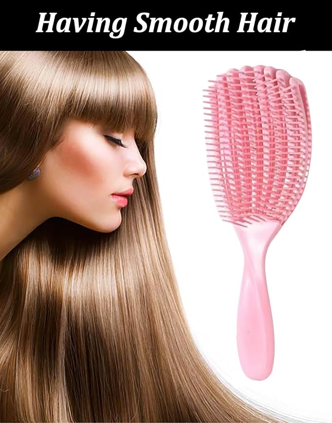 Hair Brush for Afro American/African Hair Textured Professional Curved Vented Brush Wet Dry Curly Hairbrush Detangling Massage Hairdressing Comb (Pink, Big)