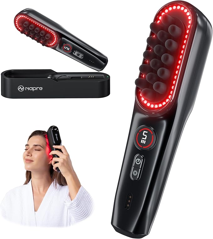 NAPRE Electric Scalp Massager,Head & Hair Massager Scalp Stress Relax,Cordless Handheld Muscle Massager with Horizontal Vibration-5 Speed 2400 RPM for Face,Neck,Shoulder & Body,Includes Charging Dock