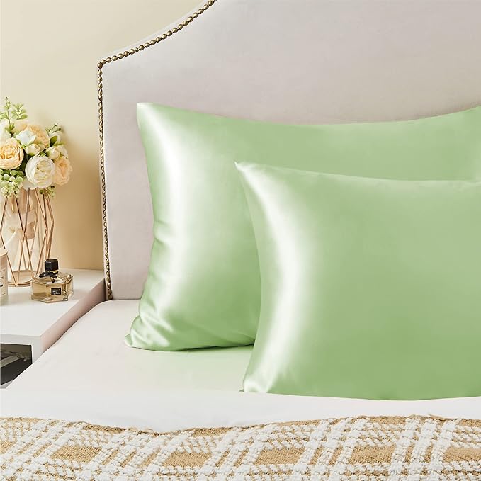 BEDELITE Satin Pillowcase for Hair and Skin, Super Soft and Cooling Similar to Silk Pillow Cases 2 Pack with Envelope Closure, Gift for Women Men(20"x30" Queen Size, Gleam)