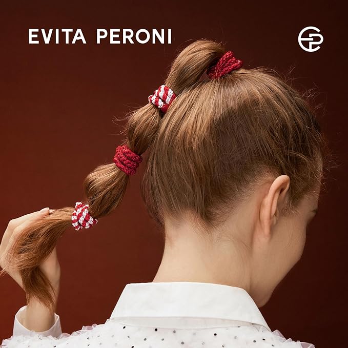 EVITA PERONI 12 Pcs Hair Ties, High Elastic Ponytail Holders, Hair Ties No Damage for Thick Curly Hair Women Men (Blackout Red)