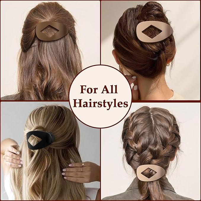 Flat Hair Claw Clips for Women,Matte Medium Hair Clips for Thick & Thin Hair- Comfortable Everyday Use for Office, Yoga, Party & Casual Styling (4PCS K)