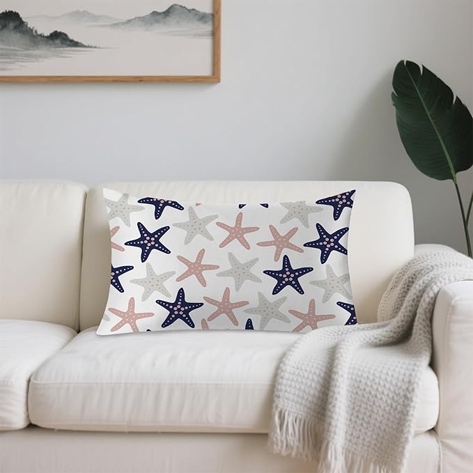 Satin Pillowcase 1 Pack-Sea Starfish Modern Silky Pillow Cover for Hair and Skin,King Size 20x36 Inch Soft Cooling Printed Pillow Cases with Hidden Zipper,Gifts for Women Men