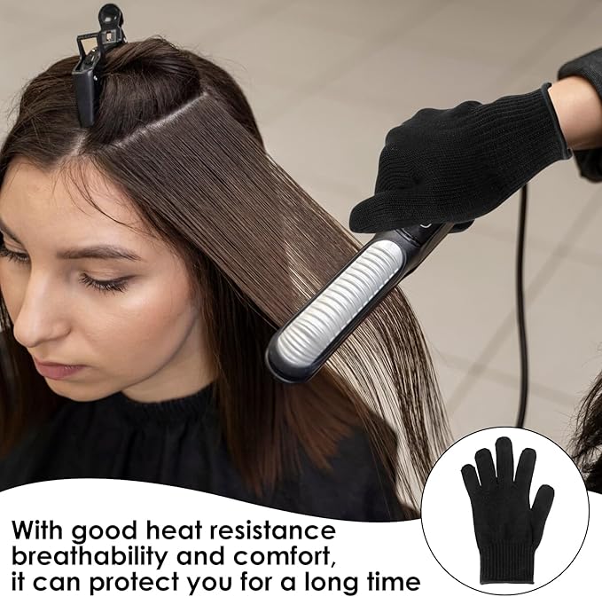 JIEYAO 4 Pack Heat Resistant Gloves for Hair Styling, Curling Iron Glove Heat Blocking Glove for Curling Wand F& lat Iron
