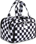 TOPDesign Travel Toiletry Bag for Women, Puffer Large Toiletry Bag, Lightweight Cosmetic Makeup Organizer with Handle for Traveling, Accessories, Essentials, Toiletries (Checkerboard)