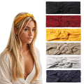 Vercret Headbands for Women Sailor Knot Headband Wide Elastic Adjustable Double Braided Hair Bands Non Slip for Girls Boho Stretchy Turban Headwrap Yoga Workout,Solid Color, 6Pcs