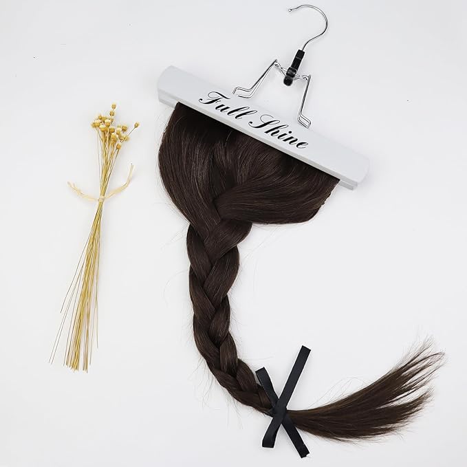 Full Shine Dark Brown Hair Extensions Real Human Hair Clip ins Brown Real Hair Clip in Extensions for Woman Straight Hair 14 Inch 3 PCS 60 G