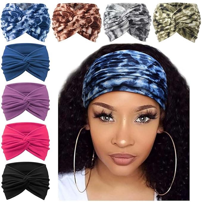 Extra Wide Headbands for Women Large Turban Headband Non Slip Boho Elastic Hairband Hair Twisted Knot Head Bands Accessories