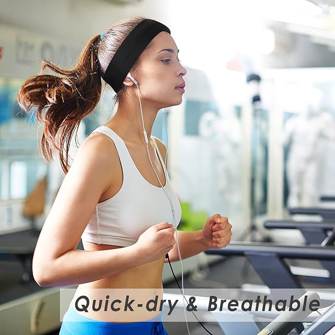 Workout Headbands for Women Hair 9 Pcs Non Slip Cotton Like Head Bands for Girls 2.5 inch Wide Soft Elastic Cloth Athletic Sweat Hair Women Bands