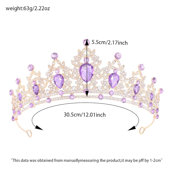 Princess Tiara and Crown for Women Wedding Tiaras for Bridal Tiaras and Crystal Crowns Rhinestone Headband Metal Hair Accessories for Costume Birthday Party Prom Gifts