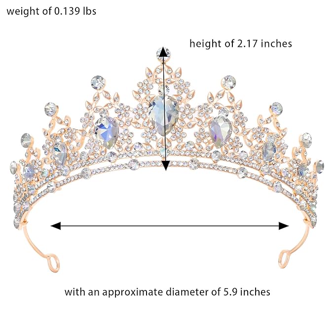 Princess Tiara and Crown for Women Wedding Tiaras for Bridal Tiaras and Crystal Crowns Rhinestone Headband Metal Hair Accessories for Costume Birthday Party Prom