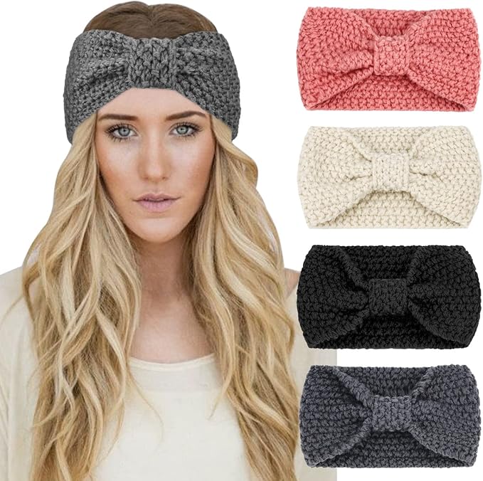 DRESHOW Knit Crochet Headband for Women Ear Warmer Soft Turban Stretch Warmer Headbands Winter Fashion Head Wrap