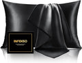 INFIIXSO Mulberry Silk Pillowcase for Hair and Skin, Silk Pillow Cases Queen Size with Hidden Zipper 20x30 Inches, Extraordinary Smooth and Soft Cooling Pillow Cases for Hot Sleepers(Black, 1 Pack)