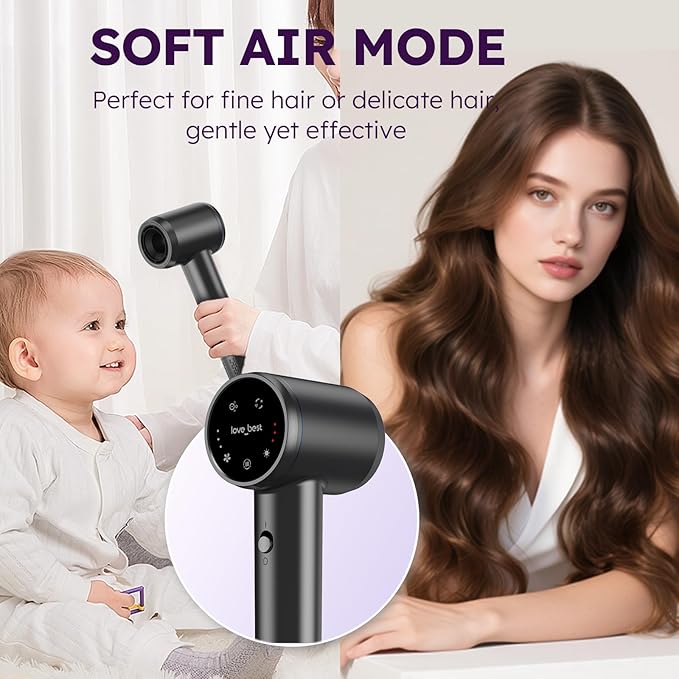 Hair Dryer, Professional Ionic Hair Dryer for Fast Drying, Low Noise and Quiet, Lightweight, 600 Mmillion Negative lonic High-Speed Hair Blow Dryer Without Hair Damage for Women, Men, Travel, Salon