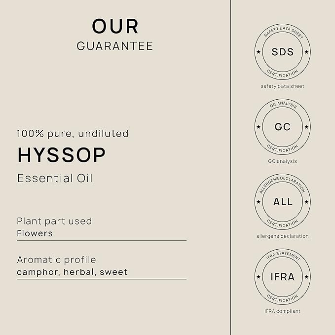 VINEVIDA Hyssop Essential Oil - 32 oz - Undiluted - DIY Candle Scents - Bulk for Soap Making