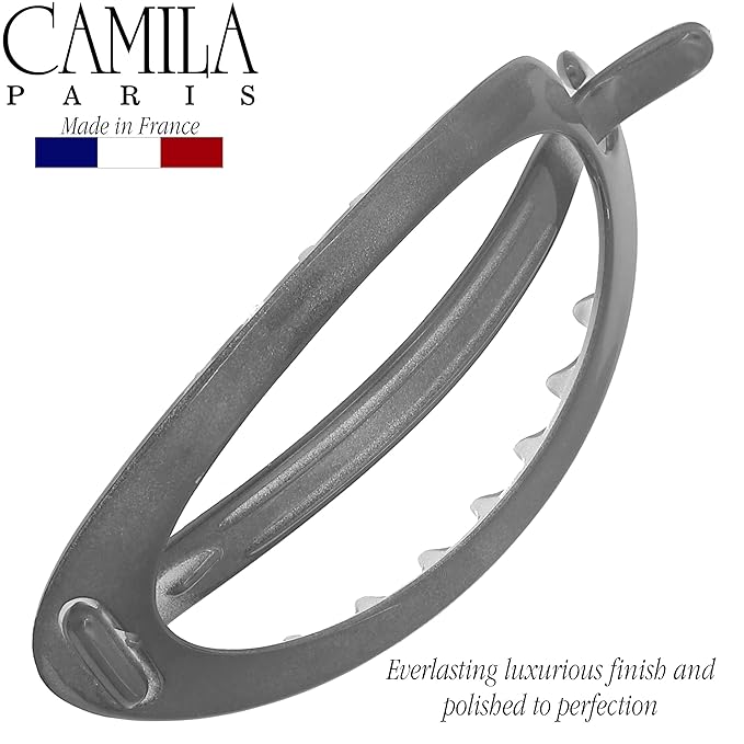Camila Paris CP3115 French Hair Barrette Clip, Flexible Ponytail Holder No Metal Parts, Strong Hold Grip Hair Clips for Women, No Slip and Durable Styling Girls Hair Accessories, Made in France