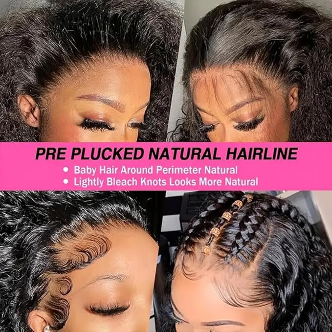 26 Inch 13x6 Deep Wave Lace Front Wigs Human Hair 250% Density HD Lace Frontal Wigs Human Hair Glueless Deep Curly Wigs for Women Pre Plucked Glueless Wigs Natural Color