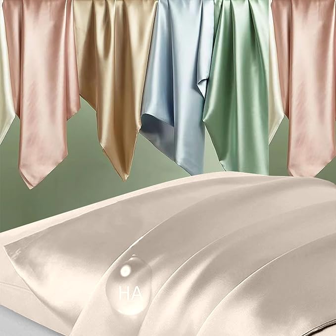 Silk Pillowcase for Hair and Skin, Mulberry Silk Pillow Cases King Size, Anti Acne Cooling Beauty Sleep Both Sides Natural Silk Satin Pillow Case Covers with Hidden Zipper, Gifts for Women Men, Beige