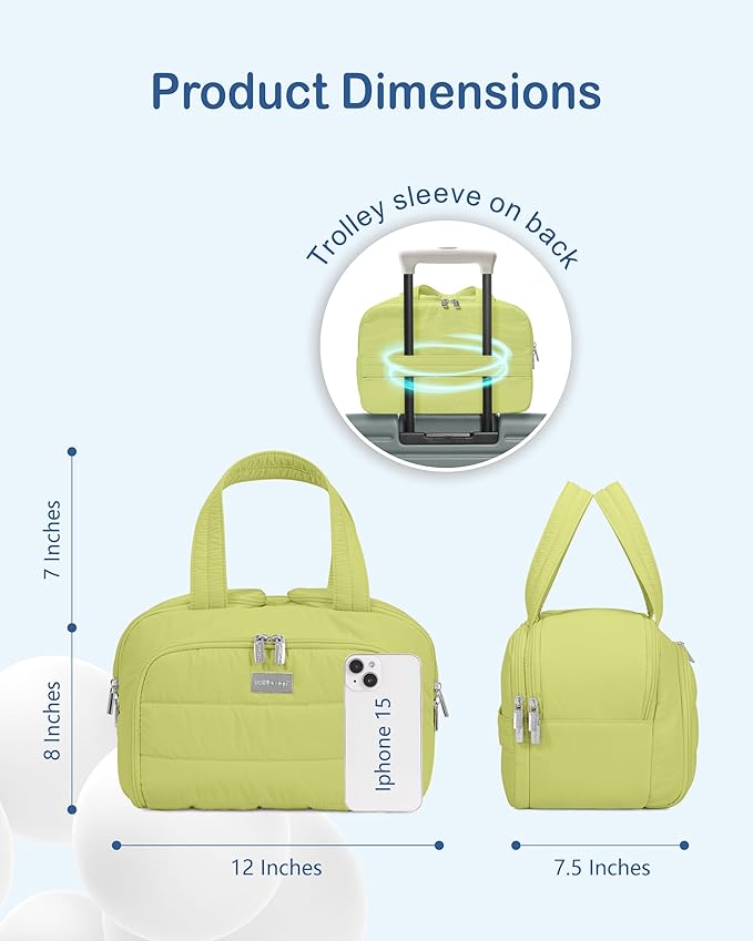 TOPDesign Travel Toiletry Bag for Women, Puffer Large Toiletry Bag, Lightweight Cosmetic Makeup Organizer with Handle for Traveling, Accessories, Essentials, Toiletries (Light Green)