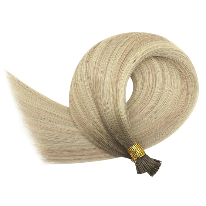 YoungSee I Tips Hair Extensions Real Human Hair Ombre I Tip Extensions Ash Blonde Balayage Platinum Blonde I Tip Extension 18In 60s 50g Itip Hair Extension for Girls