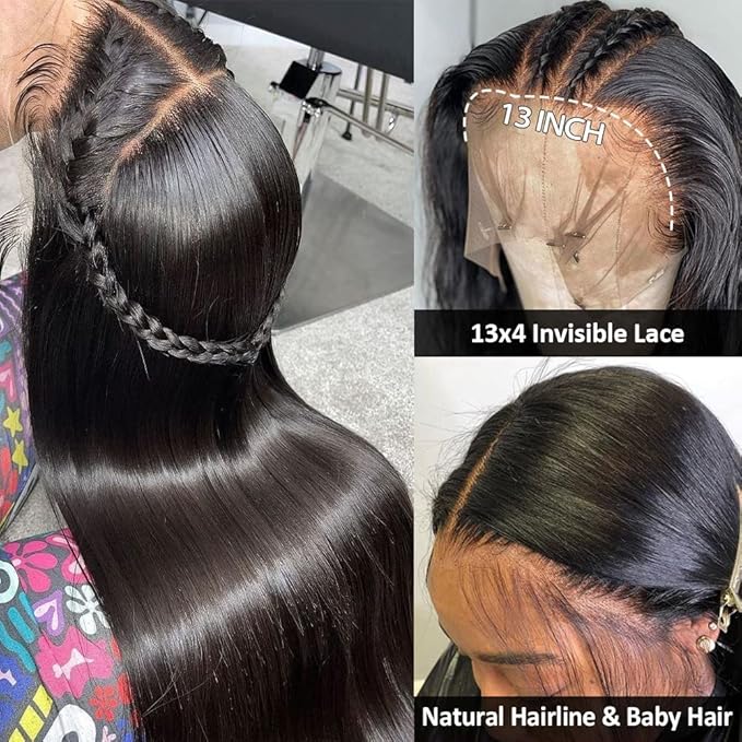 Hermosa 220% Density 30 inch HD Transparent 13x4 Lace Front Wigs Human Hair Pre Plucked 12A Glueless Straight Lace Frontal Human Hair Wig for Black Women
