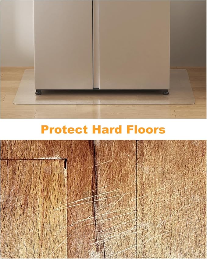 Small Clear Area Mat, 2'×3' PVC Waterproof Hard Floor Mat for Under Refrigerator
