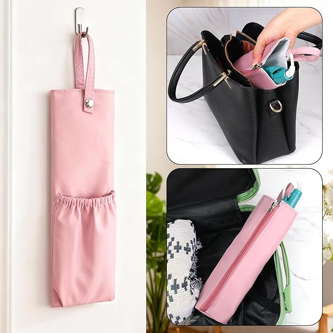 Hot Iron Holder Mat with Comb Hair Tool Organizer Heat Resistant Bag Hanging Curling Iron Flat Holder with Zip Hair Straightener Mat Pouch Portable Hot Hairs Tool Travel Bag for Curling Flat Irons