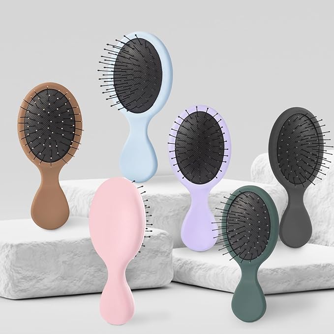 Mini Hair Bursh for Kids Women and Men, Protable Travel Size Hair Brush for Pockets Purse backpack,Mini Detangler Brush for All Hair Types, Small Hair Brush for Detangling(1 Pack-Pink)