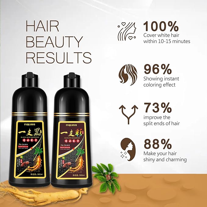 Light Brown Hair Dye Shampoo 3 in 1, Brown Hair Dye for Men & Women, Color Dye for Refresh Hair in Minutes, Easy to Use, Long Lasting Shampoo Para Canas 16.9 Fl Oz (Light brown)