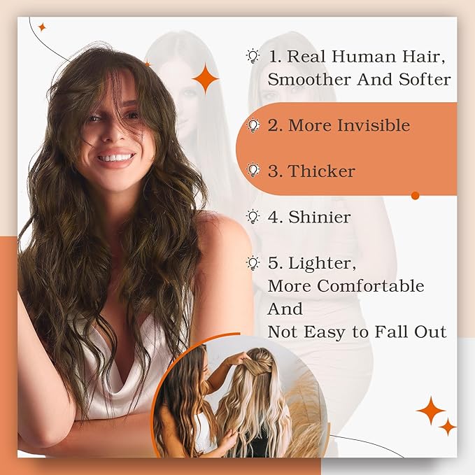 Full Shine 16 Inch Tape In Human Hair Extensions Medium Brown Color 4 Invisible Tape in Hair Extensions Human Hair Double Side 50 Gram Seamless Skin Weft Straight Hair Add Volume Soft Hair 20Pcs