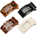 4 PCS Flat Hair Clips, Large Flat Claw Clips for Women Girls, Strong Hold French Hair Clips for Thick Thin Hair, Stylish Classic Hair Barrettes(Leopard)