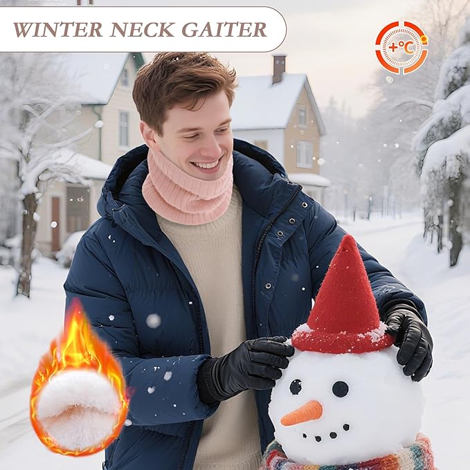 Neck Warmer Gaiter, Winter Fleece Lined Face Mask Scarf for Men Women, Thick Warm Cold Weather Running Ski Neck Cover