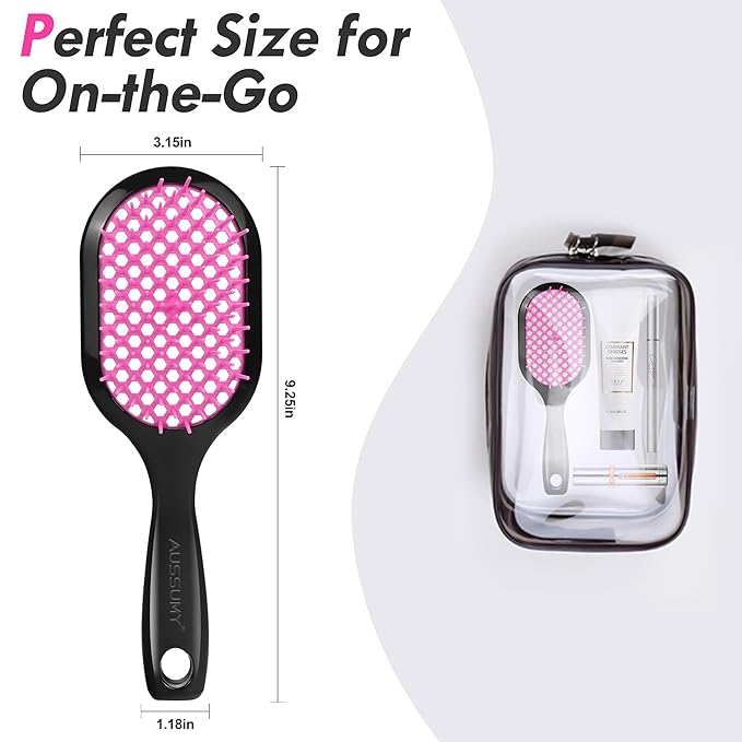Vented Detangling Hair Brush - 2 Pack Detangler Hairbrush for Effortless Tangle Removal - Ultra-Soft Bristles -For Natural Curly Straight Wet Dry Damaged Hair for Women Men Kids