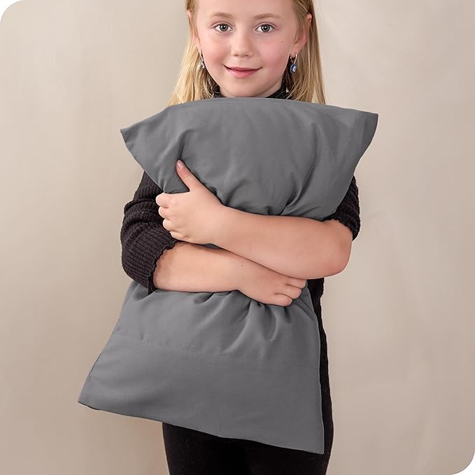 Bare Home Microfiber Pillow Cases - Toddler Size Set of 2 Cooling Pillowcases Double Brushed Grey Pack Easy Care (Toddler Pillowcase 2, Grey)