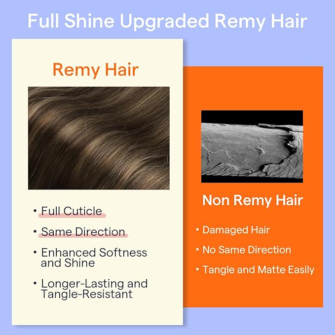 Full Shine Hair Extensions Clip in Human Hair 18 Inch Balayage Brown Ombre Clip in Hair Extensions Remy Human Hair Straight 7 Pcs 120 G