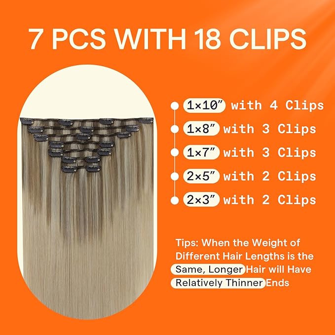 Full Shine Blonde Extensions Clip in 24 Inch Teddy Bear Blonde Balayage Hair Extensions Clip ins for Women 120 G 7 Pcs