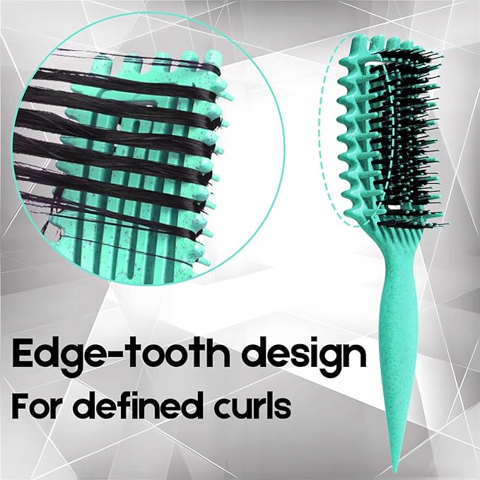 Curly Hair Brush Candybrush Curl Defining Brush for Detangling Shaping and Defining Curls for Women, Men, Wet & Dry Hair (Green Pink)