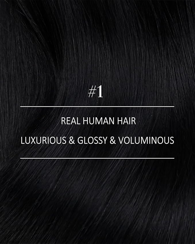 YoungSee Clip in Human Hair Extensions Black Soft and Smooth Clip in Black Hair Extensions Human Hair Invisible Clip on Real Hair Extension for Black Women Full Head 18In 120G 7Pcs