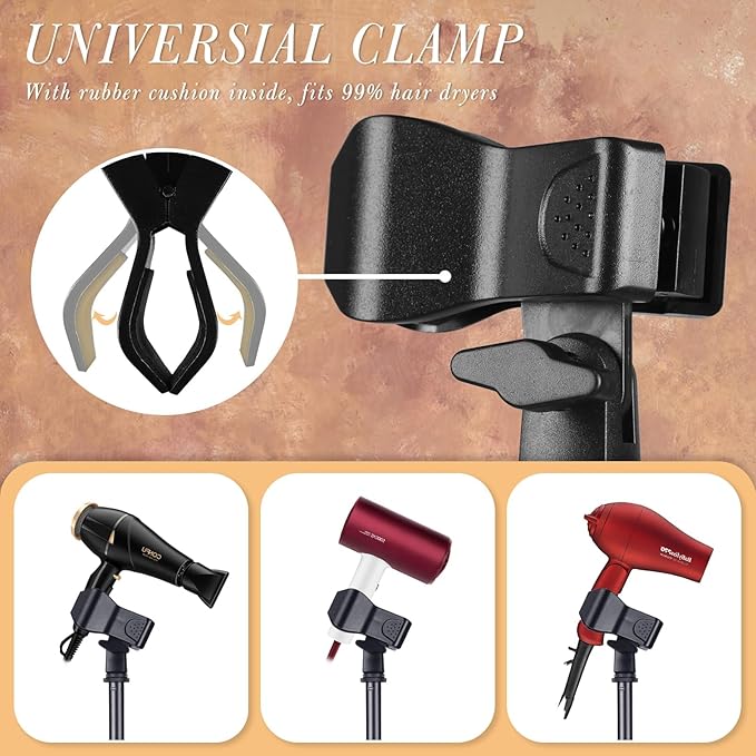Hands Free Hair Dryer Stand Holder - TAYUQEE Rotatable Floor Blower Stand, Heavy Duty Countertop Blow Dryer with Adjustable Height, Ideal for Salons and Home Use