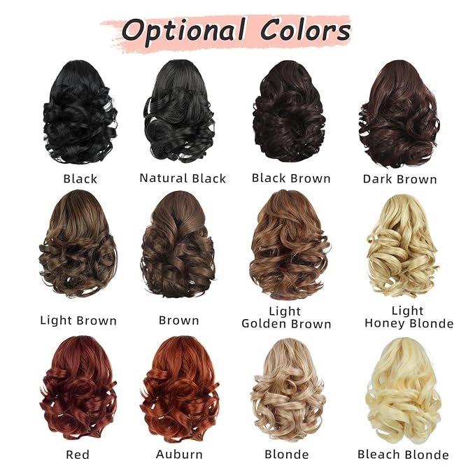 Ponytail Extension, Clip on Ponytails for Women, 9" Claw Clip in Short Curly Wavy Pony Hair Extension for Women - Bleach Blonde
