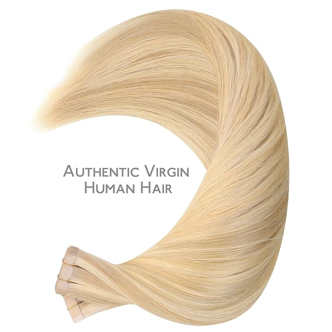 WENNALIFE Tape in Hair Extensions Human Hair, 40pcs 100g 22 inch Light Blonde Highlighted Golden Blonde Hair Extensions Real Human Hair Straight Tape in Extensions Invisible Human Hair Extensions