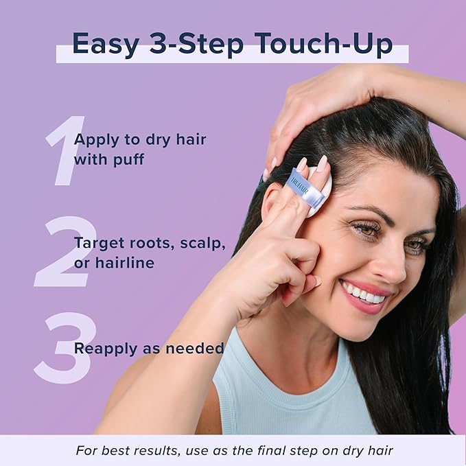 TRUHAIR Root & Scalp Cover Up Pressed Powder Compact Refill, Waterproof, Weightless Hair Coverage & Bald Spot Concealing, Root Touch Up Hair Color for Gray Coverage & Thinning Areas, 0.35 Oz (Gray)