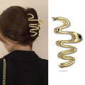 Hair Clip, Gold Irregular Waves, 1Pcs 4.52Inch Hair Claw Clips for Thin Thick Hair Accessories, Non-slip Head Clip, Elegant Hair Accessories