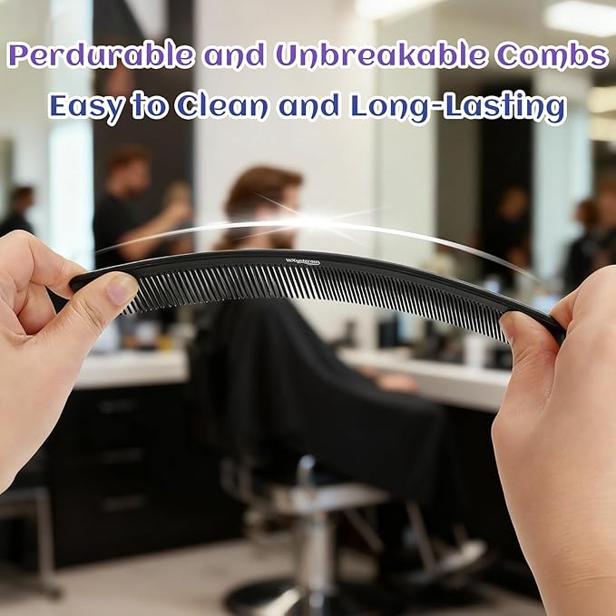2Pcs Combs for Women and Men，Professional Black Carbon Fiber Teasing Comb，Combs for Hair Stylist, Fine and Wide Tooth Styling Comb for All Hair Types（Style 2）