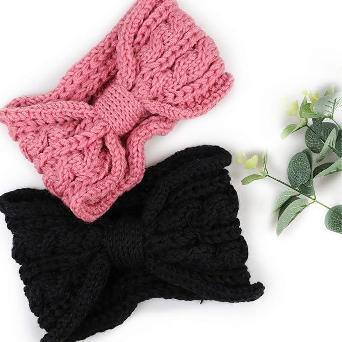 DRESHOW Knit Crochet Headband for Women Ear Warmer Soft Turban Stretch Warmer Headbands Winter Fashion Head Wrap