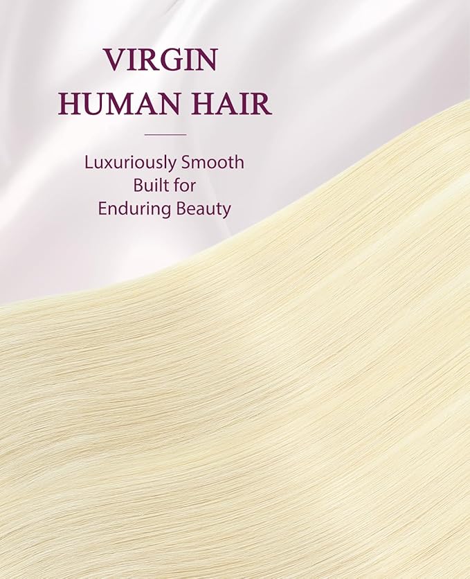 Pinkpearl Invisible Tape in Hair Extensions Human Hair, 20pcs 16inch 45g #60 Platinum Blonde Injection Tape in Extensions Real Remy Straight Seamless Silky Human Hair Injected