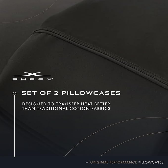 SHEEX Original Performance Cooling Pillowcases, Ultra-Soft Standard Pillowcase Set, 2 Cooling Pillow Covers, Black