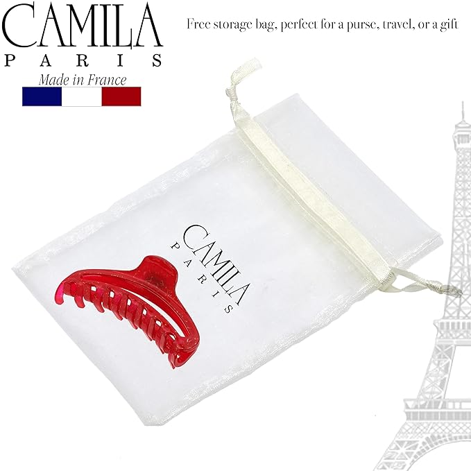Camila Paris CP3221 French Hair Clip for Women, Medium Narrow, Open, Girls Hair Claw Clips Jaw Fashion Durable and Styling Hair Accessories for Women, Strong Hold No Slip Grip, Made in France