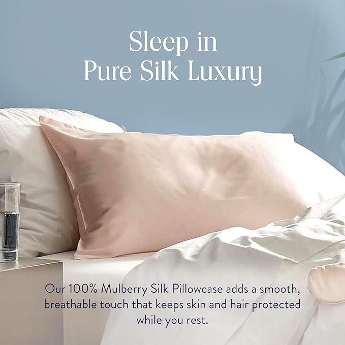 Brooklinen Mulberry Silk Pillowcase – 100% Pure Silk Pillow Case, Soft & Durable, Anti-Friction Comfort, Hight Quality Smooth Texture – Machine Washable & Breathable – King Size (Blush)