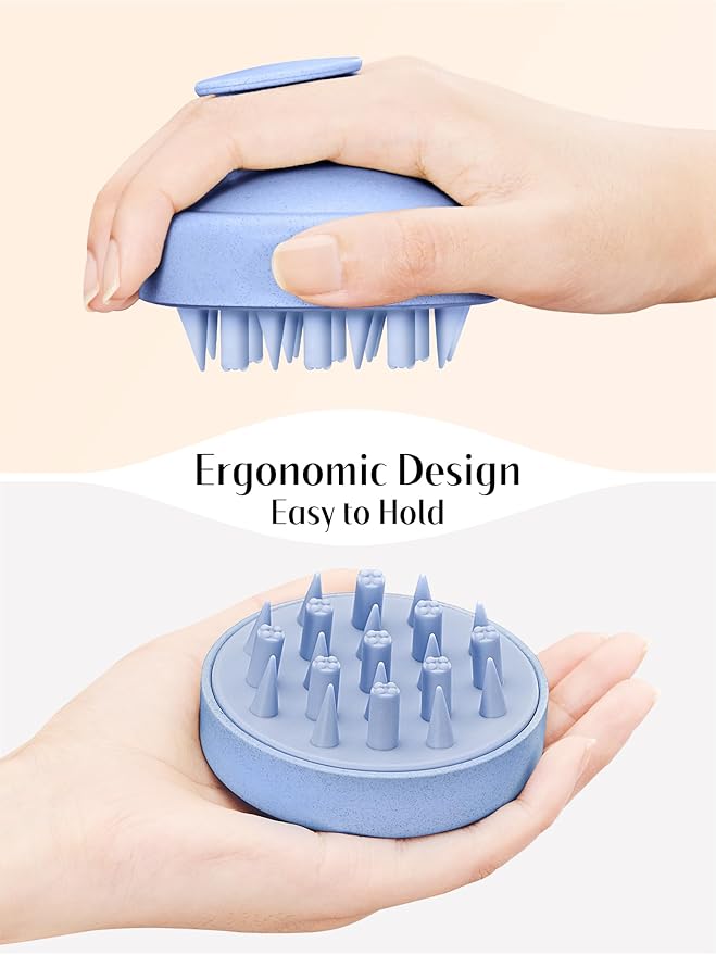 HEETA Hair Scalp Massager for Hair Growth, Shampoo Brush, Scalp Scrubber Exfoliator with Soft Silicone Bristles for Dandruff Removal to Relieve Stress, Wet Dry Use Updated Material, Blue